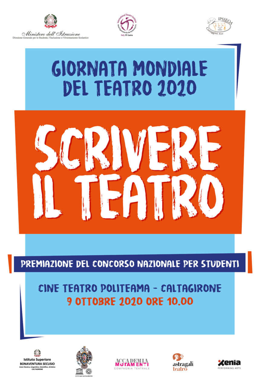 Giornata Mondiale del Teatro 2020: premiazione del concorso “Scrivere il Teatro”